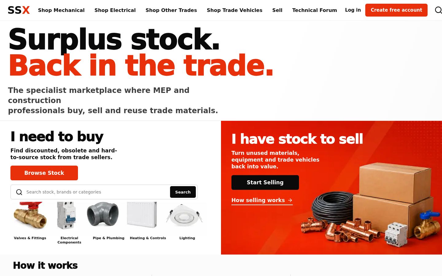The SSX trade marketplace homepage